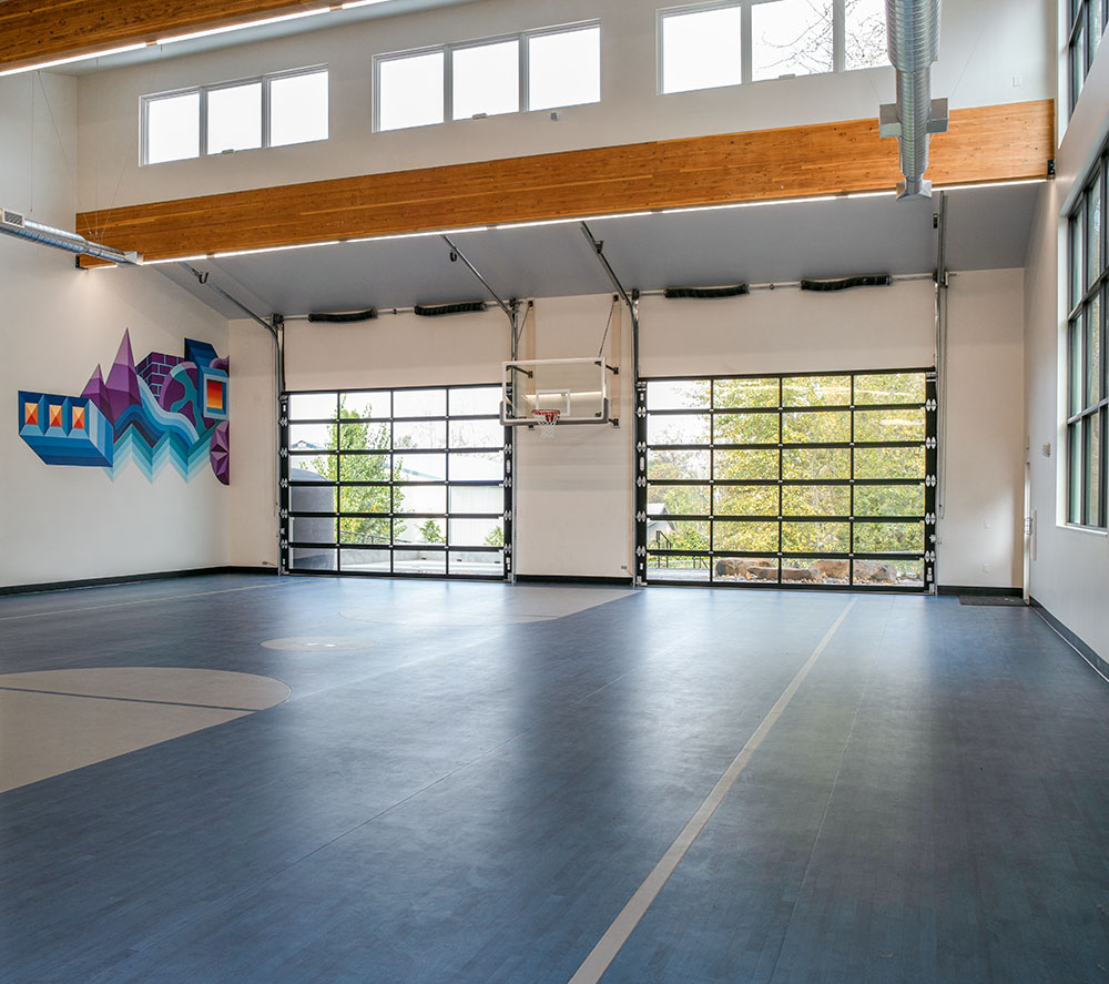 Tarkett sports flooring in an indoor basketball court